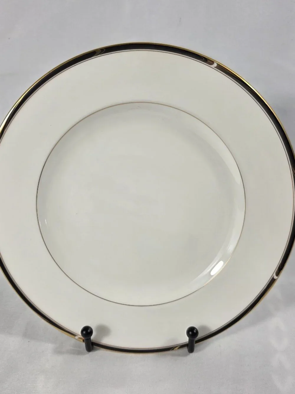 ONE Mikasa Academy Bone China Salad Plate White with Black & Gold Band NEW
